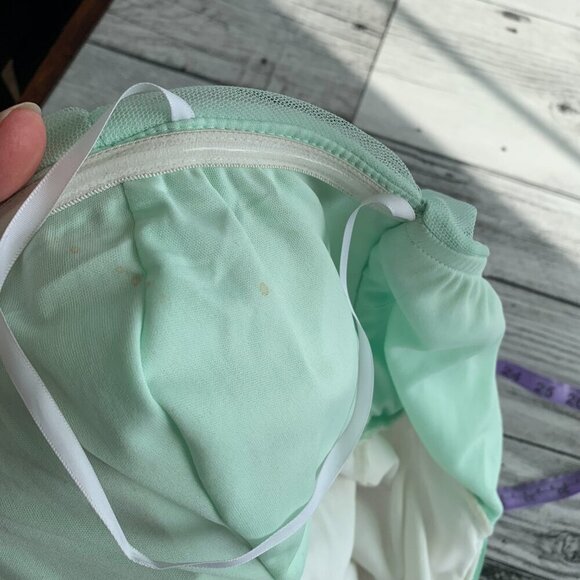 Vintage Y2k Babydoll Sheer Mint Corset Rhinestone Strapless Mini Dress - Picture 16 of 16